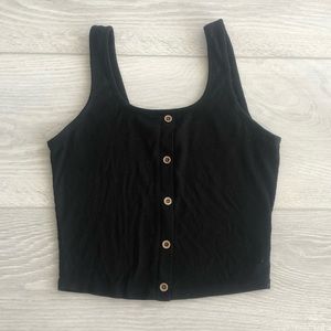 black ribbed crop top with buttons